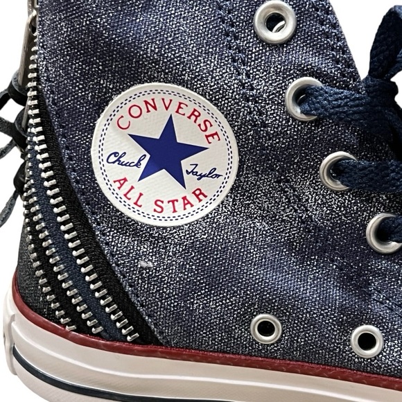 Converse women’s Chuck Taylor All Star Triple Zip High Top sneakers 6 NEW navy - Picture 6 of 6